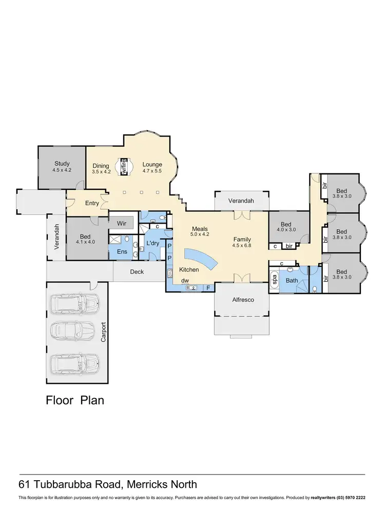 Floorplan of Homely rural property listing, 61 Tubbarubba Road, Merricks North VIC 3926