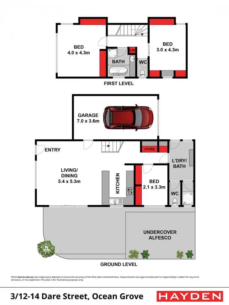 Floorplan of Homely townhouse listing, 3/14 Dare Street, Ocean Grove VIC 3226