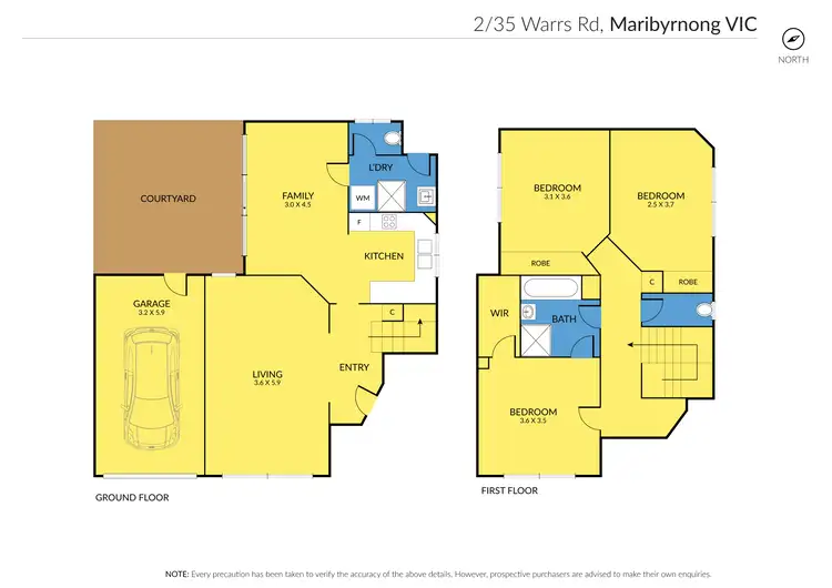 Floorplan of Homely townhouse listing, 2/35 Warrs Road, Maribyrnong VIC 3032