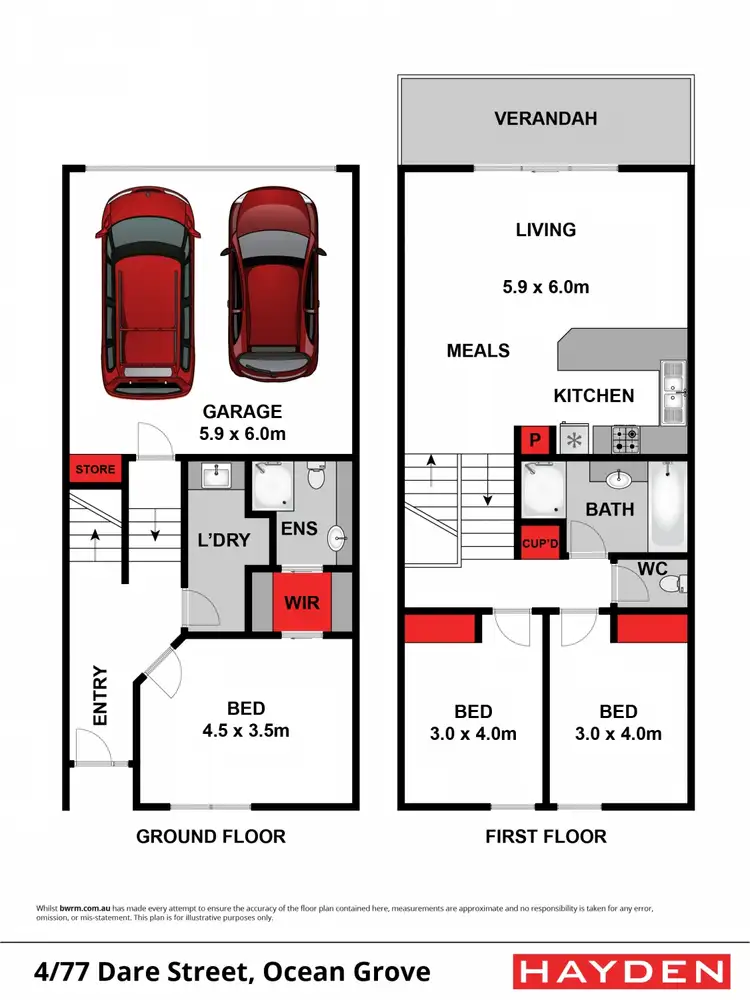 Floorplan of Homely townhouse listing, 4/77 Dare Street, Ocean Grove VIC 3226