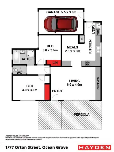 Floorplan of Homely unit listing, 1/77 Orton Street, Ocean Grove VIC 3226