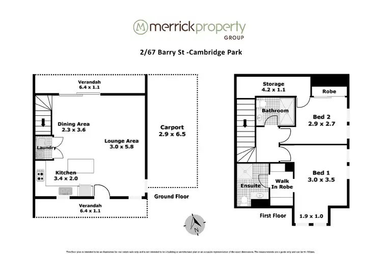 Floorplan of Homely townhouse listing, 2/67 Barry Street, Cambridge Park NSW 2747