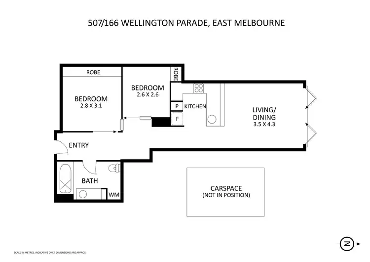 Floorplan of Homely apartment listing, 507/166 Wellington Parade, East Melbourne VIC 3002