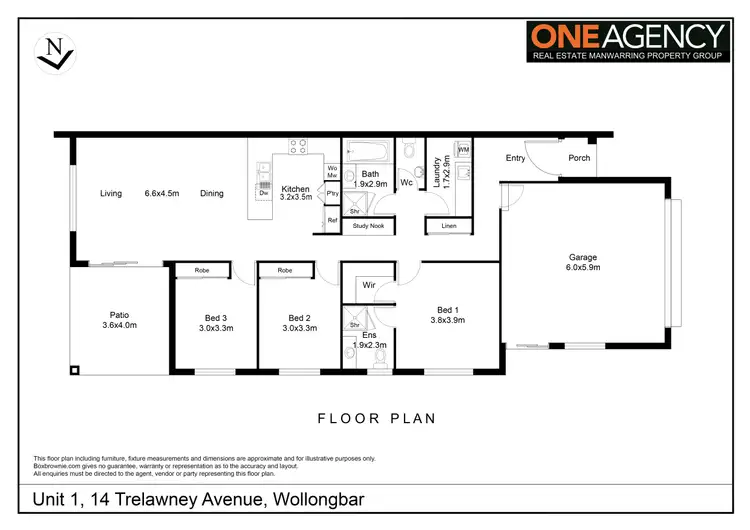 Floorplan of Homely semi-detached listing, 1/14 Trelawney Avenue, Wollongbar NSW 2477