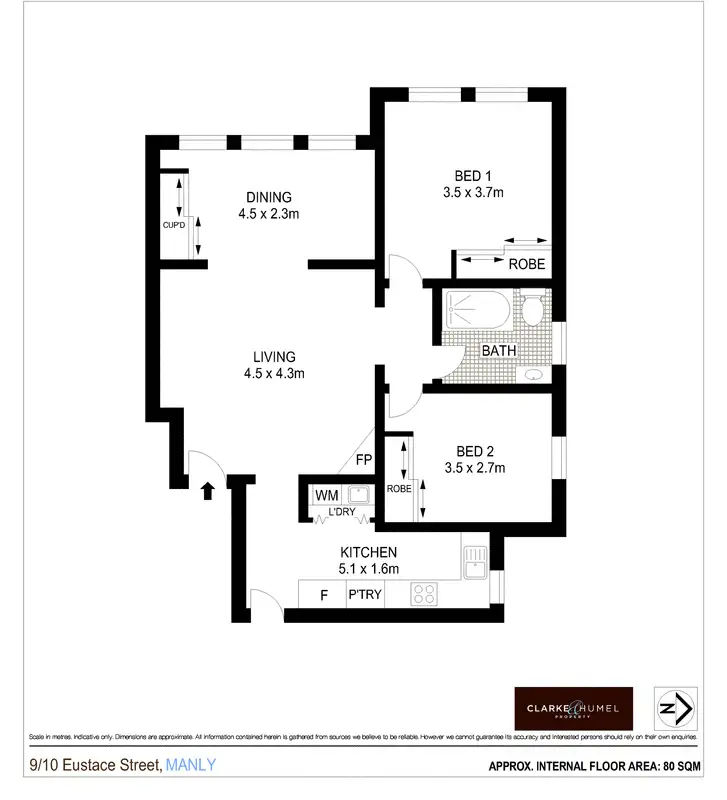 Floorplan of Homely apartment listing, 9/10 Eustace Street, Manly NSW 2095
