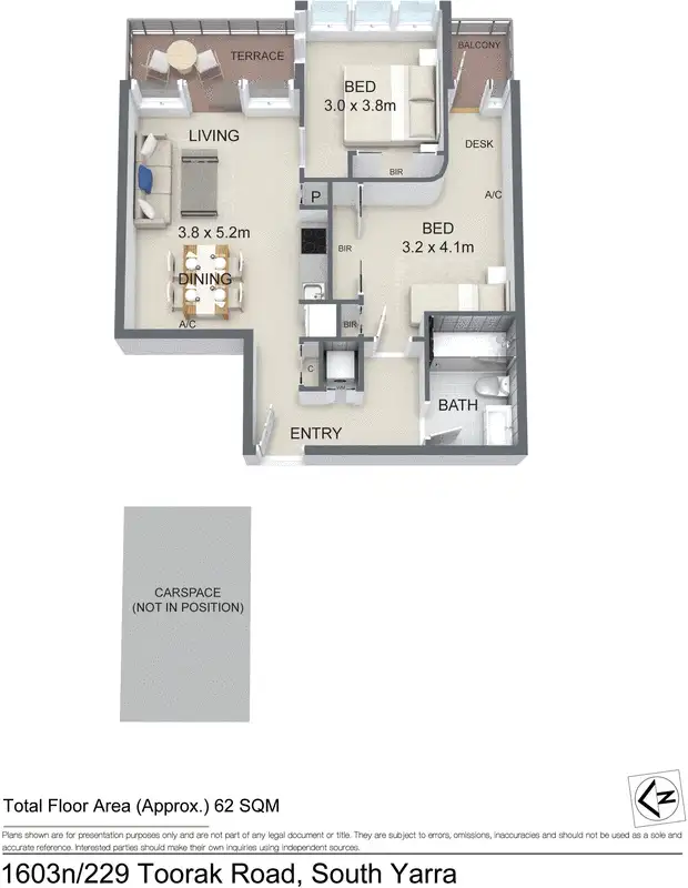 Floorplan of Homely apartment listing, 1603N/229 Toorak Road, South Yarra VIC 3141