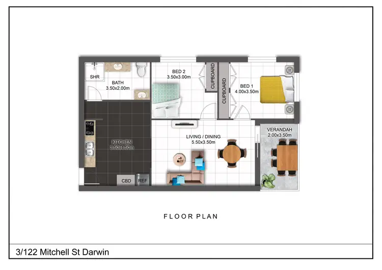 Floorplan of Homely unit listing, 3/122 Mitchell Street, Larrakeyah NT 820