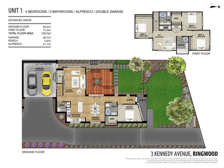 Floorplan of Homely townhouse listing, 1-3/3 Kennedy Avenue, Ringwood VIC 3134