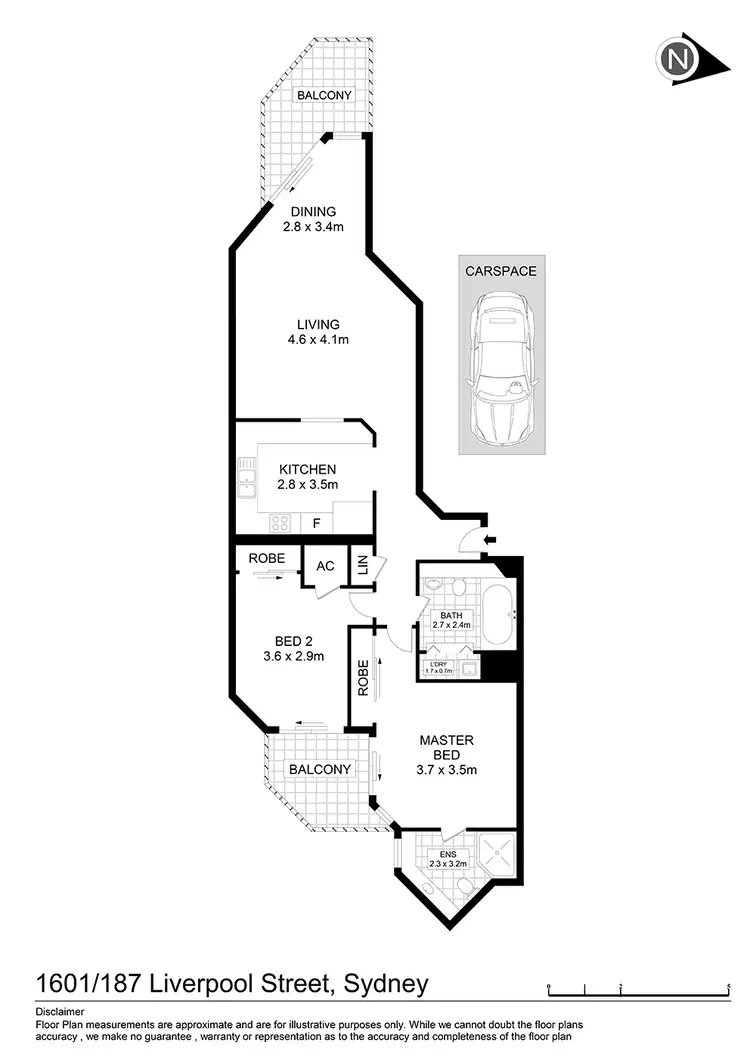Floorplan of Homely apartment listing, 1601/187 Liverpool Street, Sydney NSW 2000