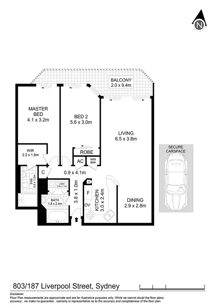 Floorplan of Homely apartment listing, 803/187 Liverpool Street, Sydney NSW 2000