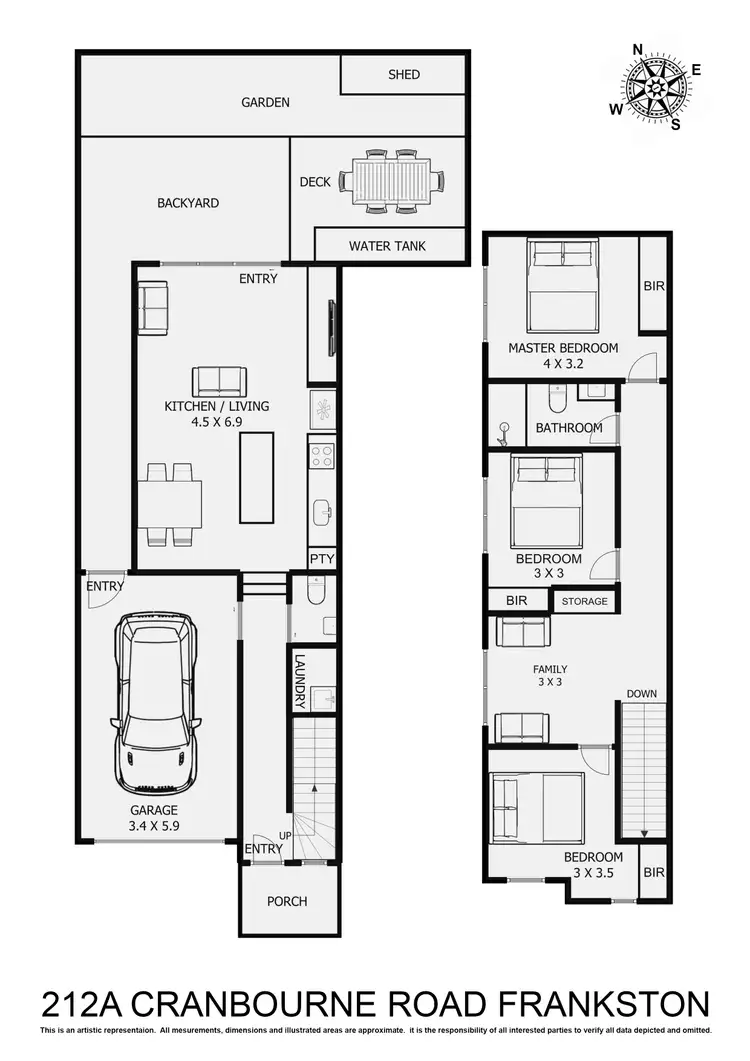 Floorplan of Homely townhouse listing, 212A Cranbourne Road, Frankston VIC 3199