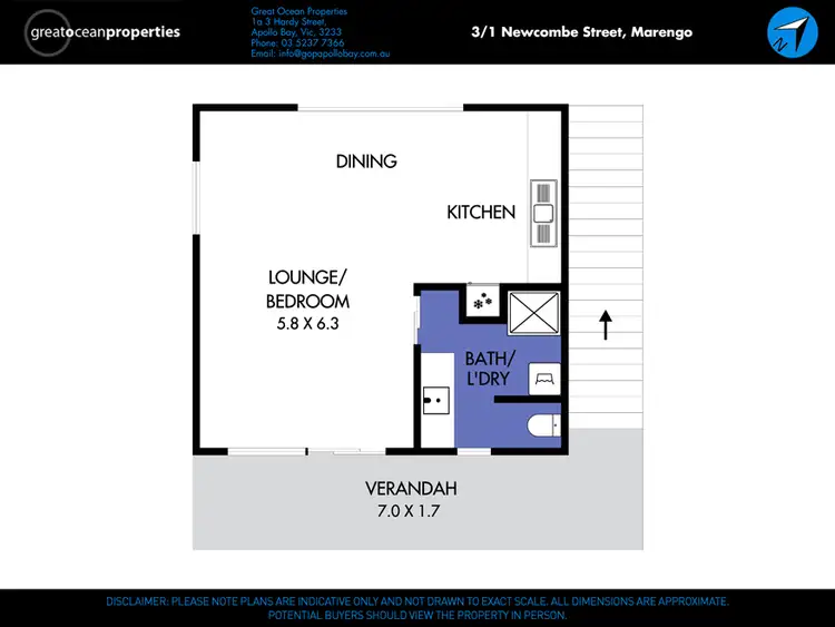 Floorplan of Homely studio listing, 3/1 Newcombe Street, Marengo VIC 3233