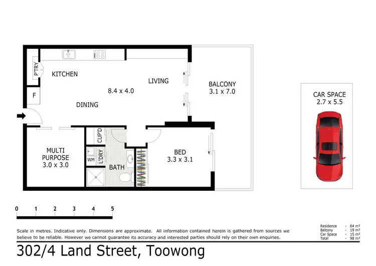 Floorplan of Homely unit listing, 302/2-4 Land Street, Toowong QLD 4066