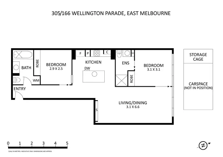 Floorplan of Homely apartment listing, 305/166 Wellington Parade, East Melbourne VIC 3002