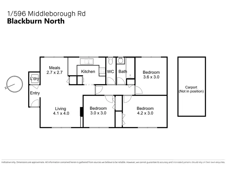 Floorplan of Homely apartment listing, 1/596-598 Middleborough Road, Blackburn North VIC 3130