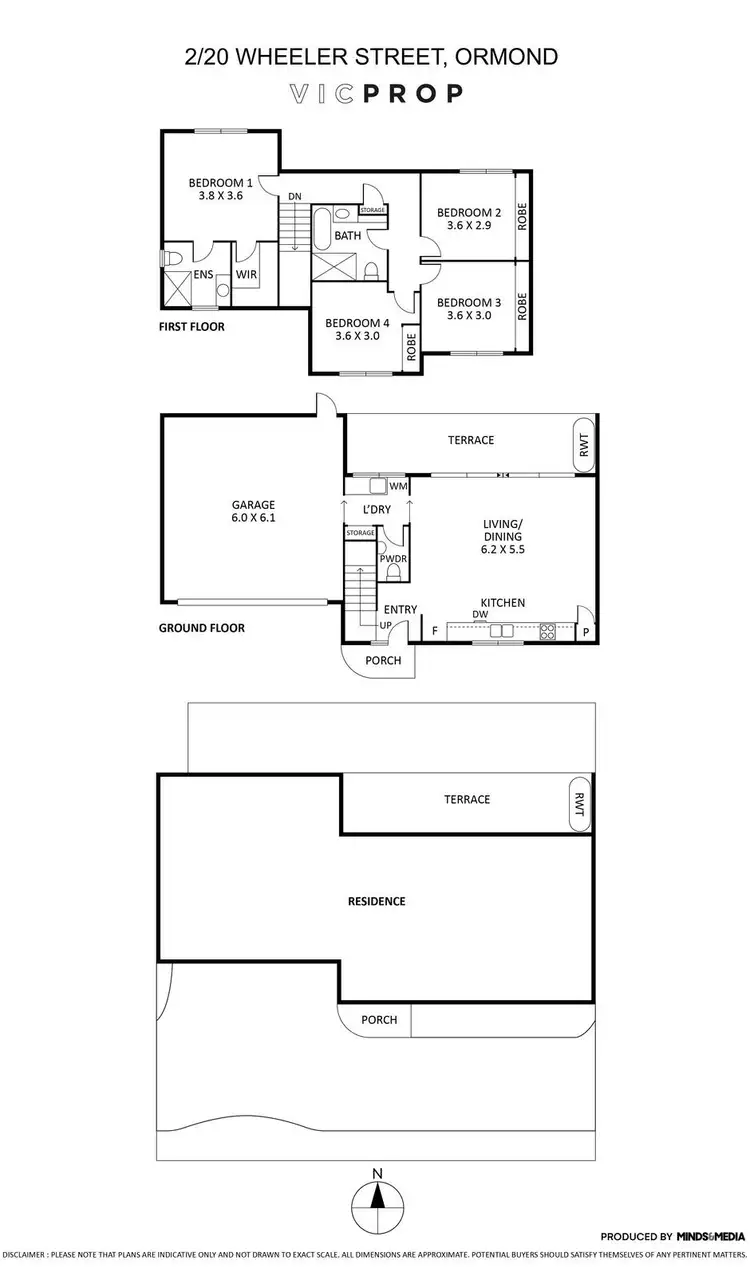 Floorplan of Homely townhouse listing, 2/20 Wheeler Street, Ormond VIC 3204