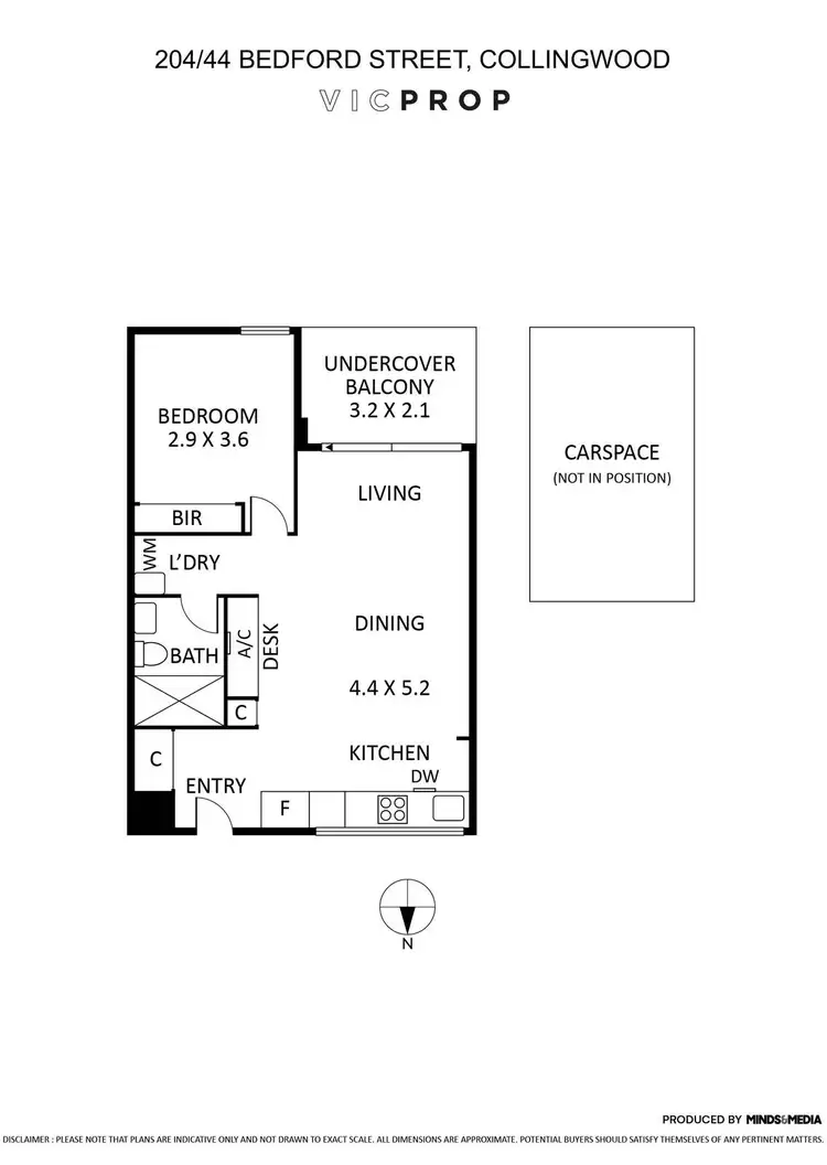 Floorplan of Homely apartment listing, 204/44 Bedford Street, Collingwood VIC 3066