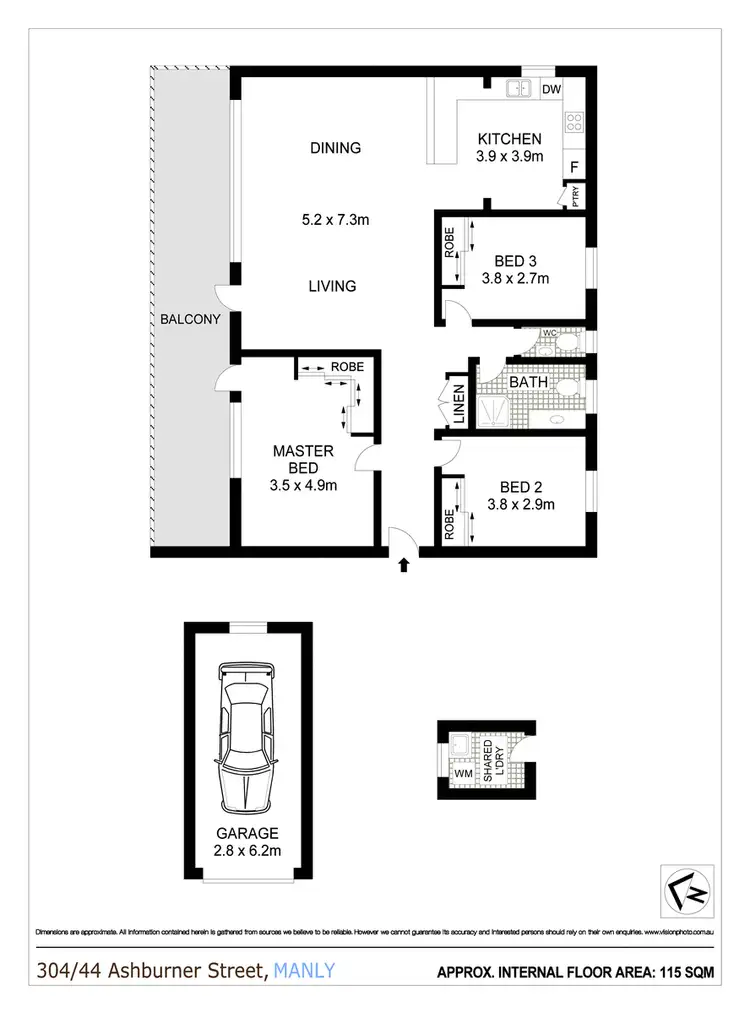 Floorplan of Homely apartment listing, 304/44 Ashburner Street, Manly NSW 2095