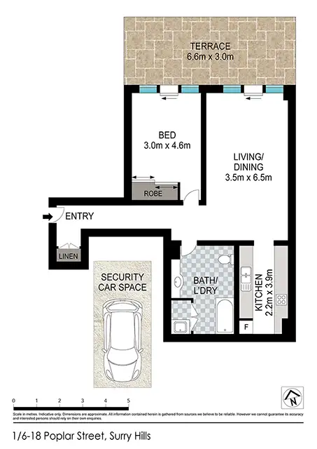 Floorplan of Homely apartment listing, 1/6-18 Poplar Street, Surry Hills NSW 2010