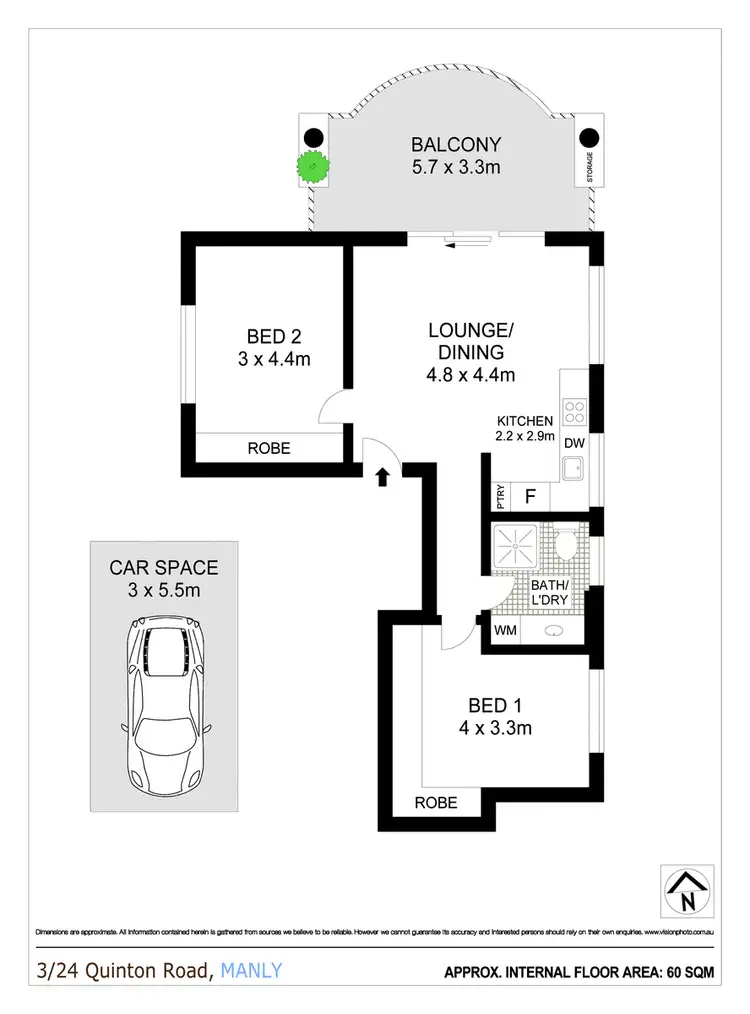 Floorplan of Homely apartment listing, 3/24 Quinton Road, Manly NSW 2095
