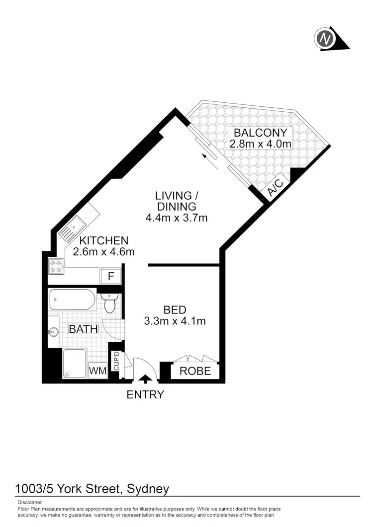 Floorplan of Homely apartment listing, 1003/5 York Street, Sydney NSW 2000