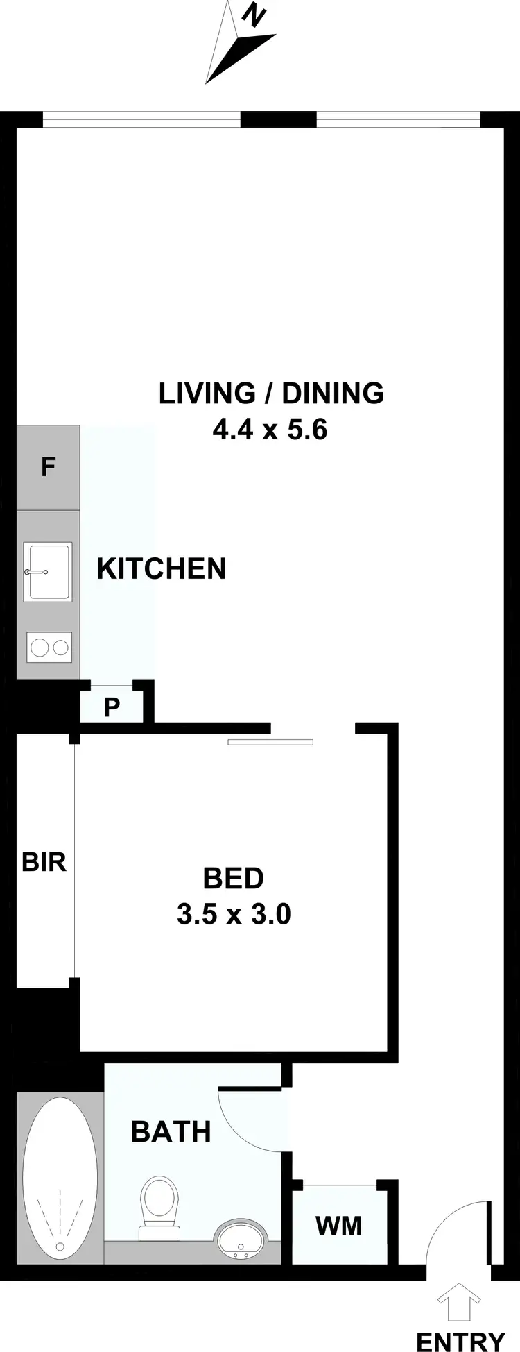 Floorplan of Homely serviced apartment listing, 505/100 Exhibition Street, Melbourne VIC 3000
