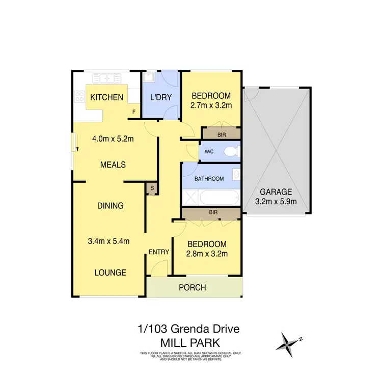 Floorplan of Homely unit listing, 1/103 Grenda Drive, Mill Park VIC 3082