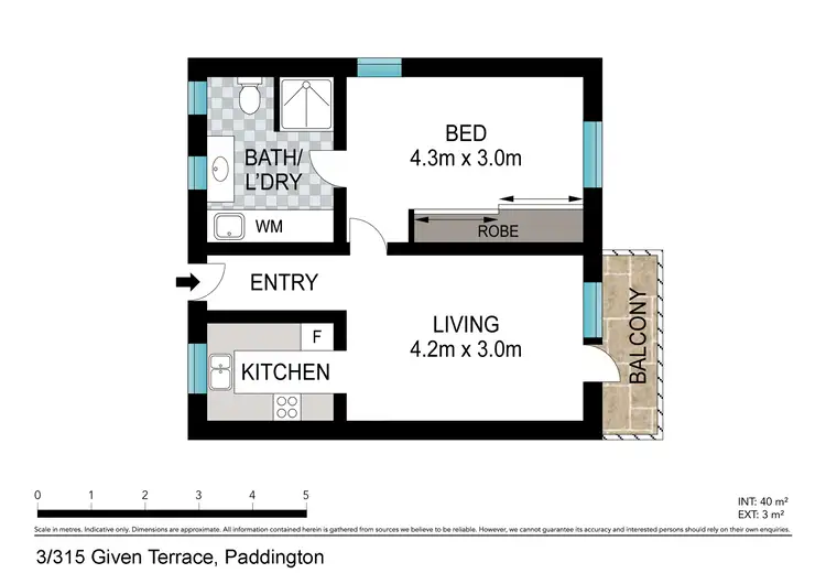 Floorplan of Homely unit listing, 3/315 Given Terrace, Paddington QLD 4064