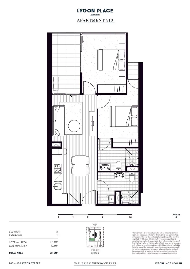 Floorplan of Homely apartment listing, 310/240-250 Lygon Street, Brunswick East VIC 3057