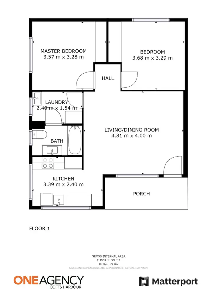 Floorplan of Homely unit listing, 1/27 York Street, Coffs Harbour NSW 2450