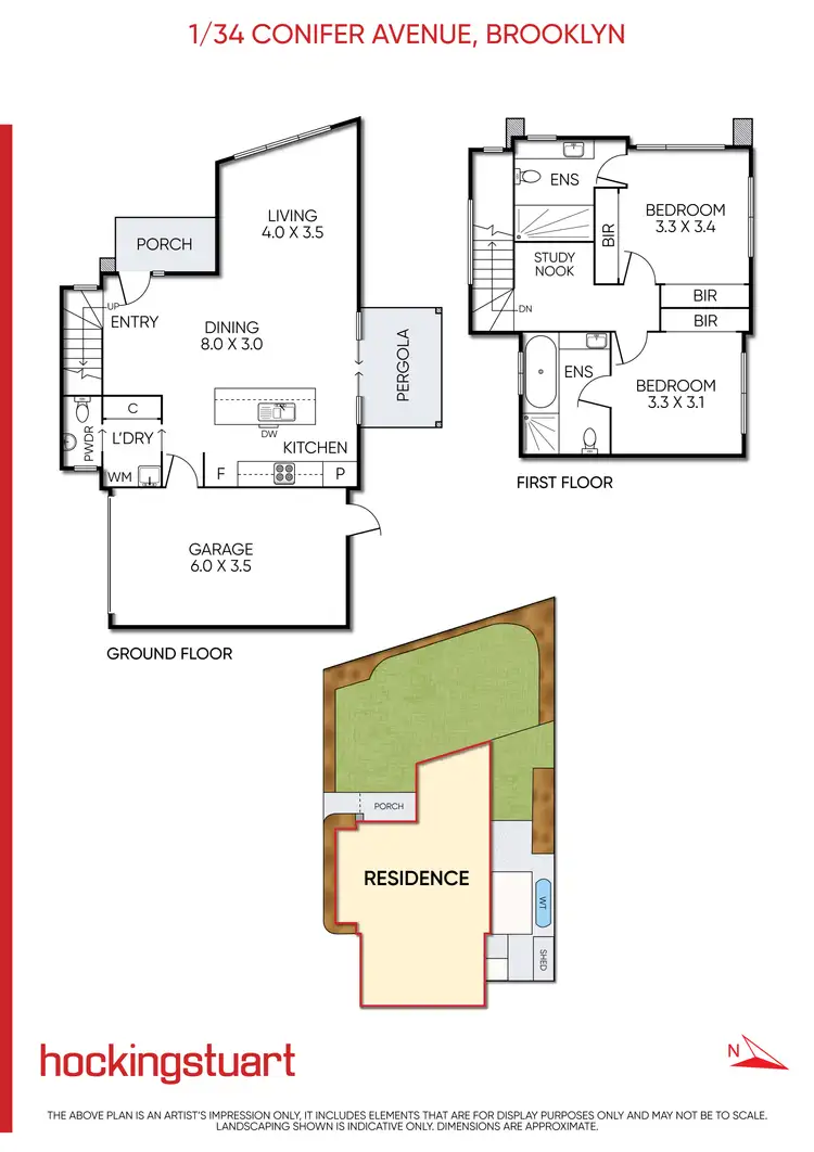 Floorplan of Homely townhouse listing, 1/34 Conifer Avenue, Brooklyn VIC 3012