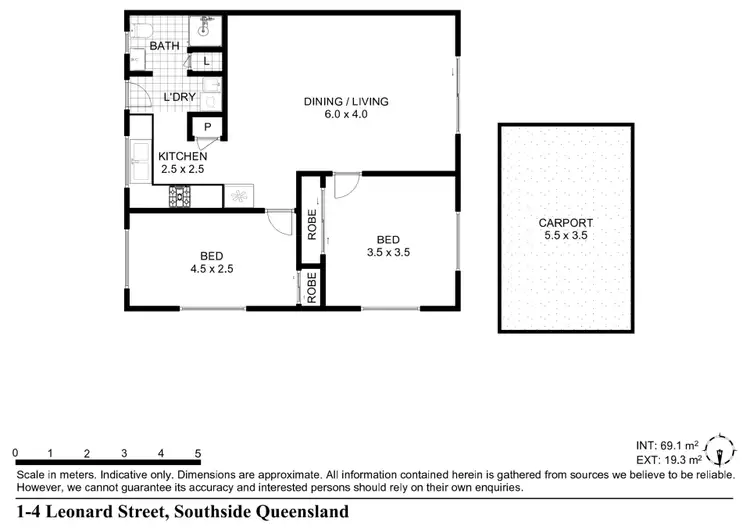 Floorplan of Homely unit listing, 1/4 Leonard Street, Southside QLD 4570