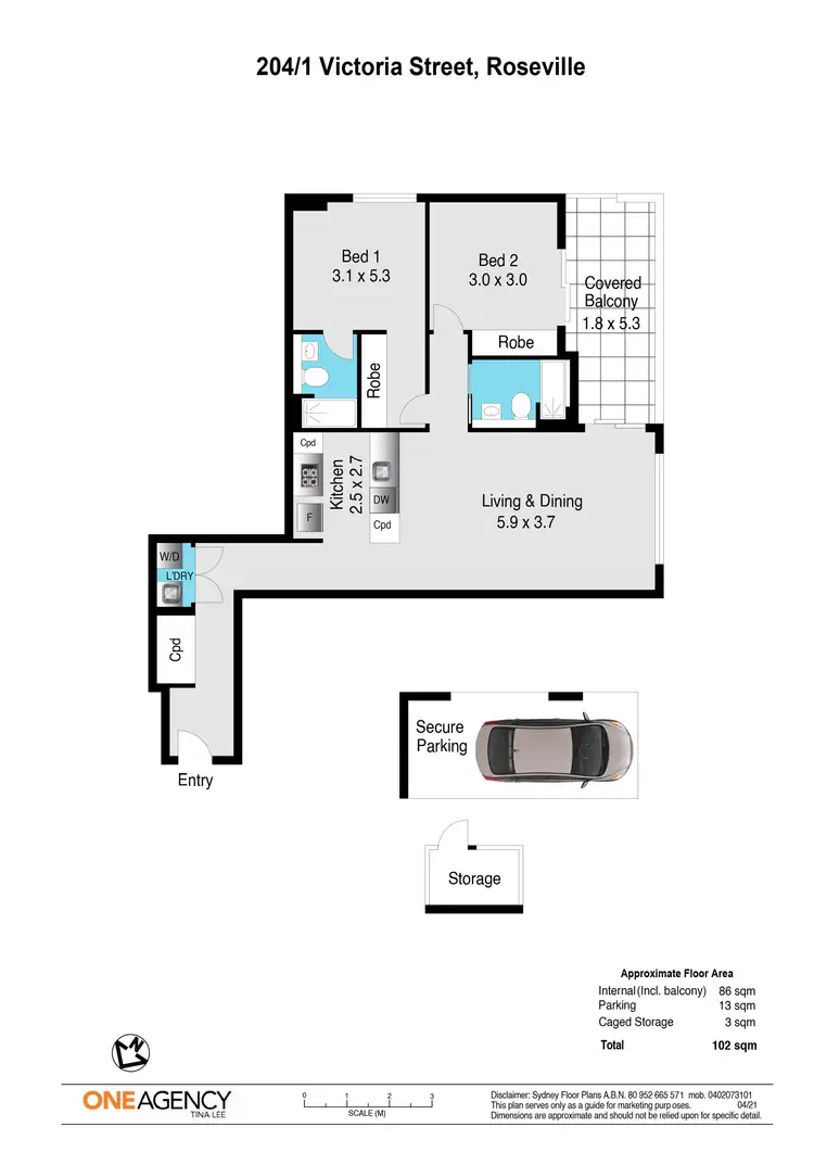 Floorplan of Homely apartment listing, 204/1 Victoria Street, Roseville NSW 2069