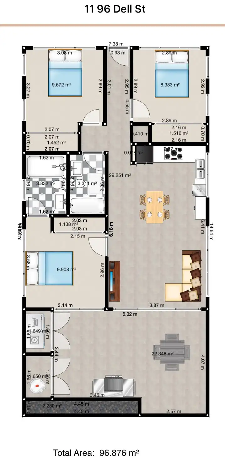 Floorplan of Homely unit listing, 11/96 Dell Road, St Lucia QLD 4067