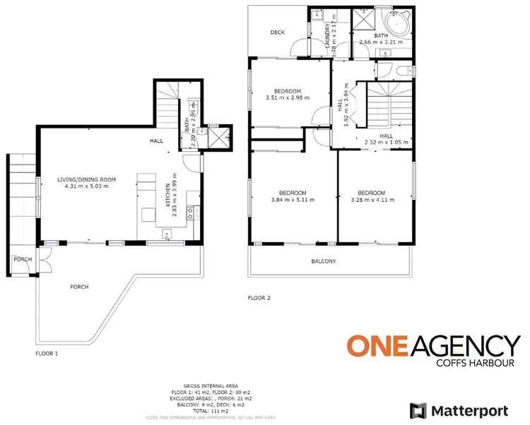 Floorplan of Homely townhouse listing, 1/21a Korora Bay Drive, Korora NSW 2450