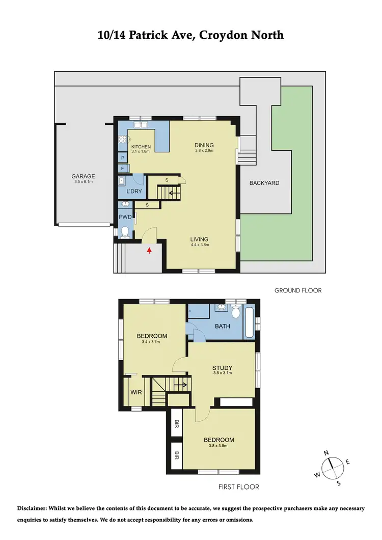 Floorplan of Homely townhouse listing, 10/14 Patrick Avenue, Croydon North VIC 3136