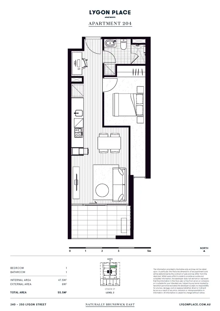 Floorplan of Homely apartment listing, 204/240-250 Lygon Street, Brunswick East VIC 3057