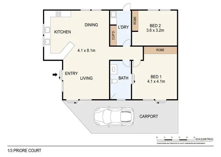 Floorplan of Homely unit listing, 1/3 Priore Court, Moulden NT 830