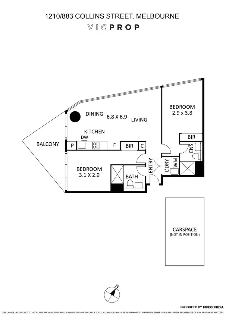 Floorplan of Homely apartment listing, 1210N/883 Collins Street, Docklands VIC 3008