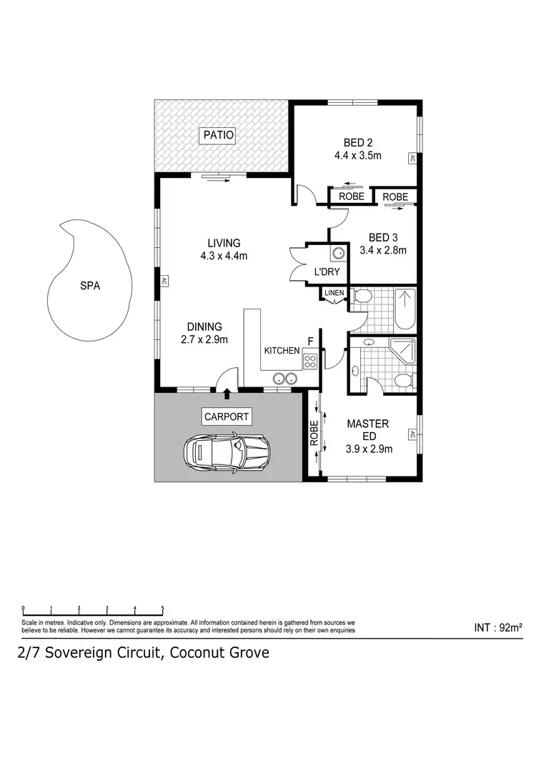 Floorplan of Homely semi-detached listing, 2/7 Sovereign Circuit, Coconut Grove NT 810