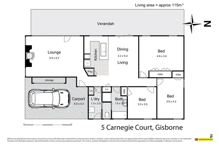 Floorplan of Homely house listing, 5 Carnegie Court, Gisborne VIC 3437