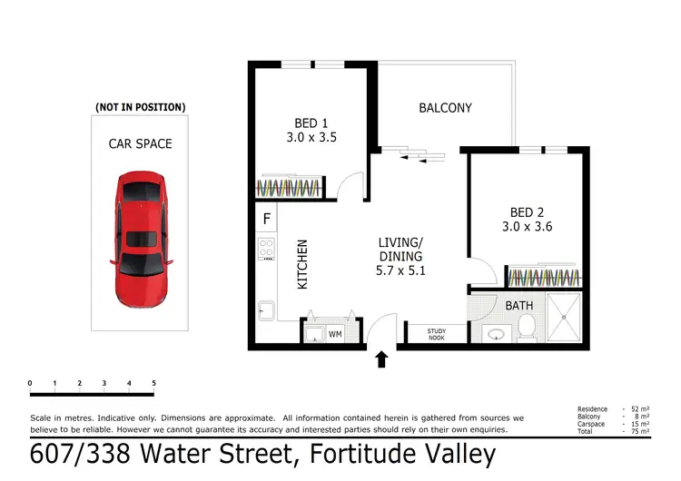 Floorplan of Homely unit listing, 607/338 Water Street, Fortitude Valley QLD 4006