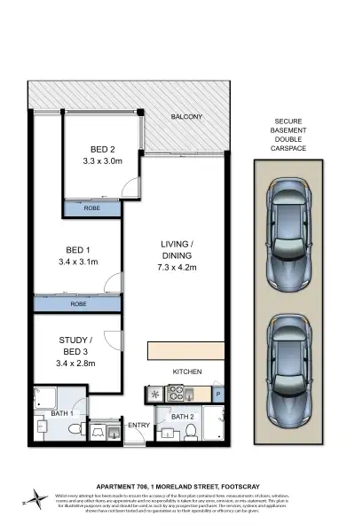 Floorplan of Homely apartment listing, 706/1 Moreland Street, Footscray VIC 3011