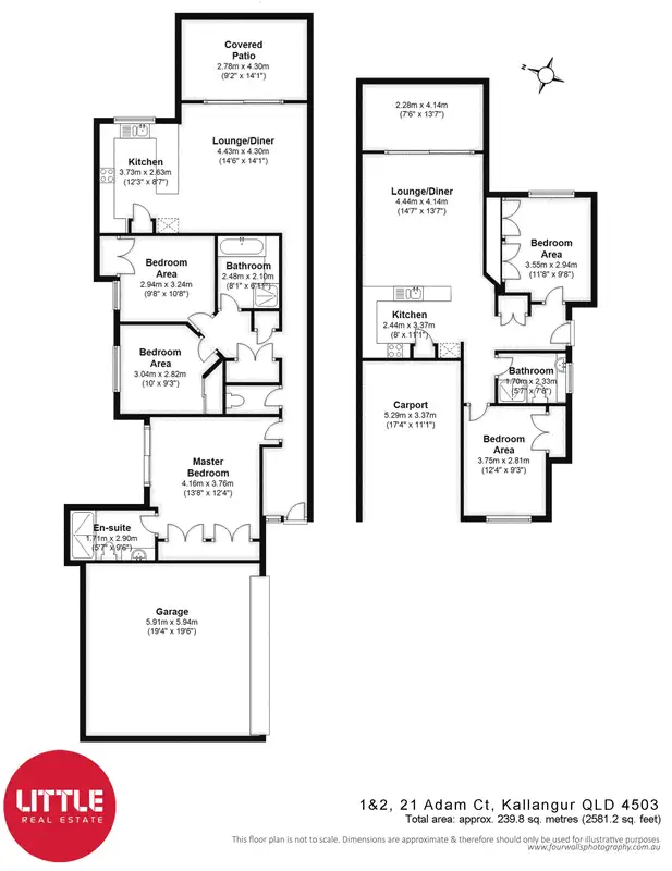 Floorplan of Homely semi-detached listing, 1&2/21 Adam Court, Kallangur QLD 4503