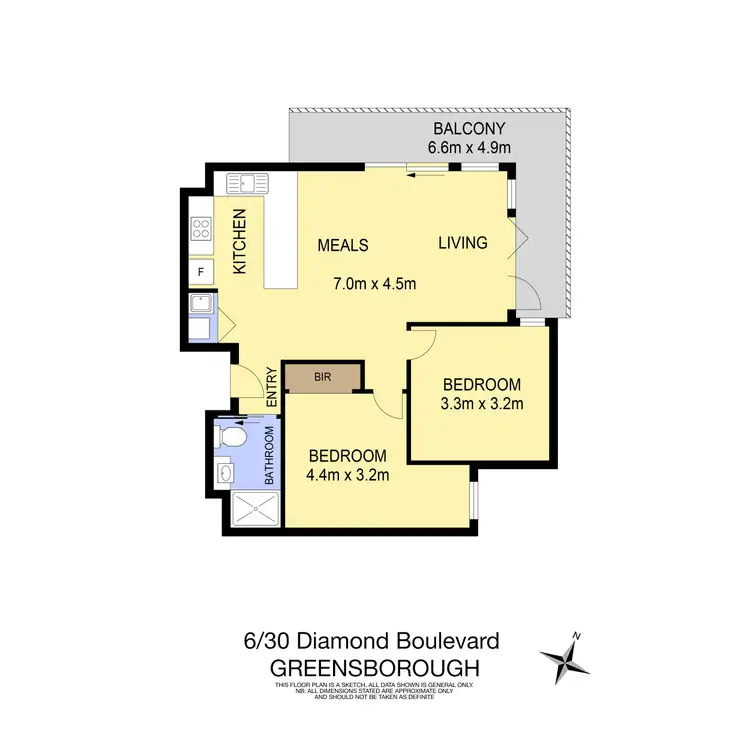 Floorplan of Homely apartment listing, 6/30 Diamond Boulevard, Greensborough VIC 3088