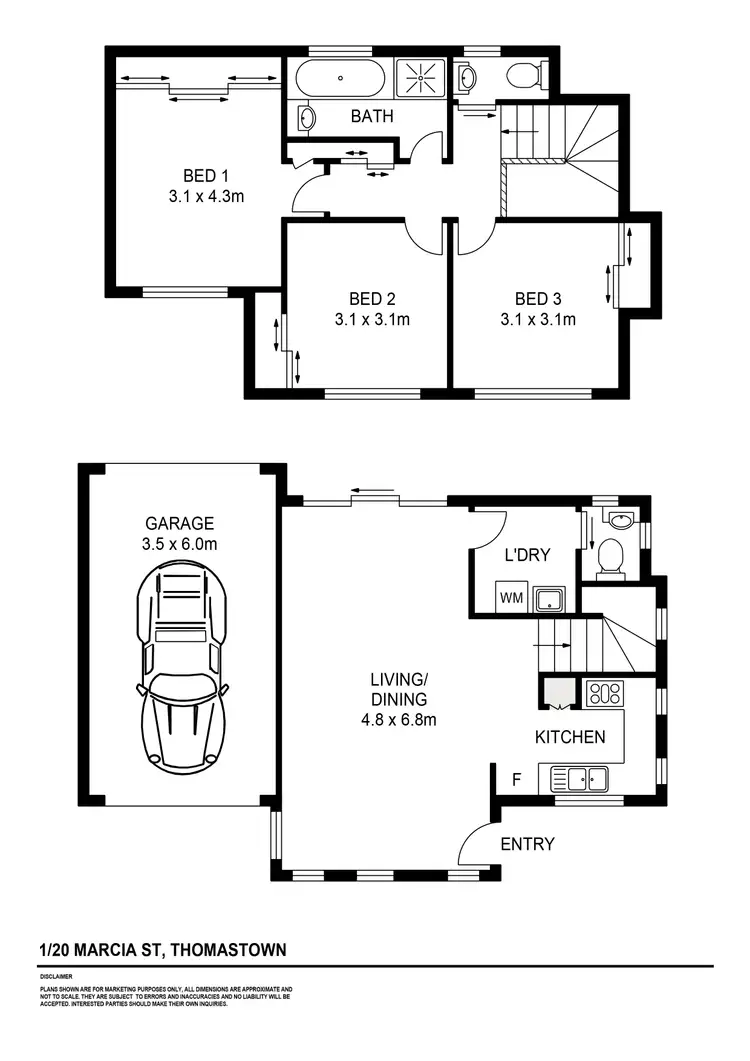 Floorplan of Homely townhouse listing, 1/20 Marcia Street, Thomastown VIC 3074