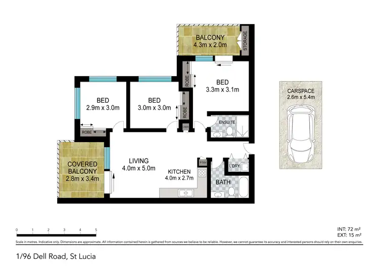 Floorplan of Homely unit listing, 1/96 Dell Road, St Lucia QLD 4067