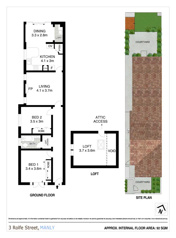 Floorplan of Homely semi-detached listing, 3 Rolfe Street, Manly NSW 2095