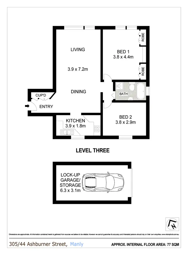 Floorplan of Homely apartment listing, 305/44 Ashburner Street, Manly NSW 2095