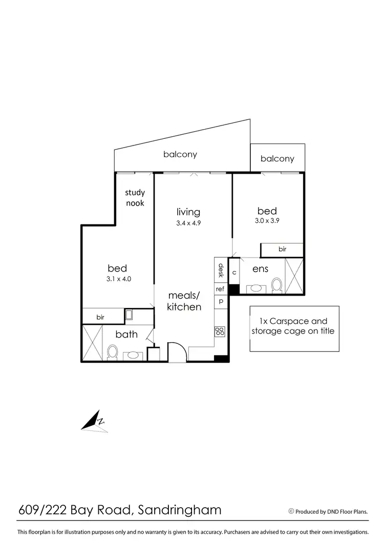 Floorplan of Homely apartment listing, 609/222 Bay Road, Sandringham VIC 3191